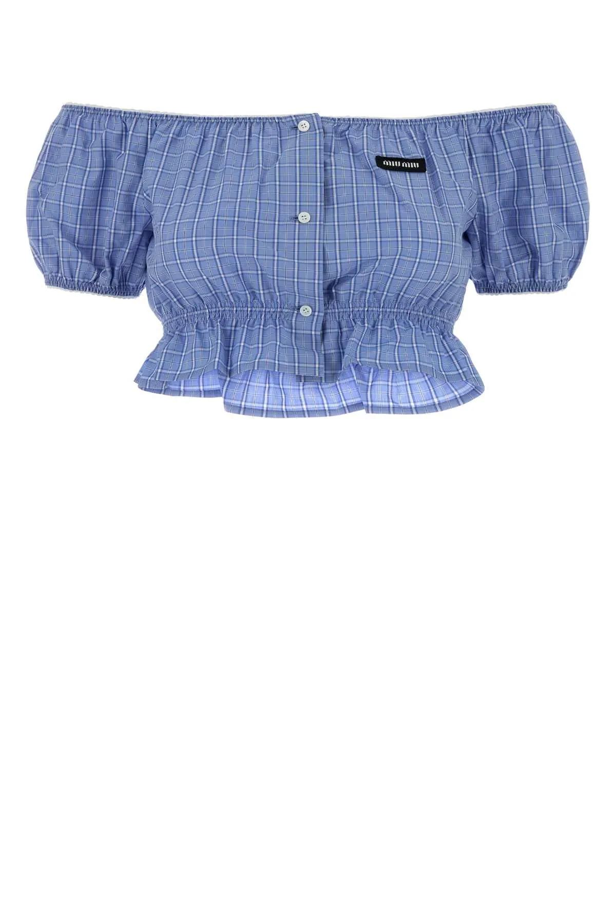 Embroidered Poplin Off-Shoulder Blouse by Miu Miu