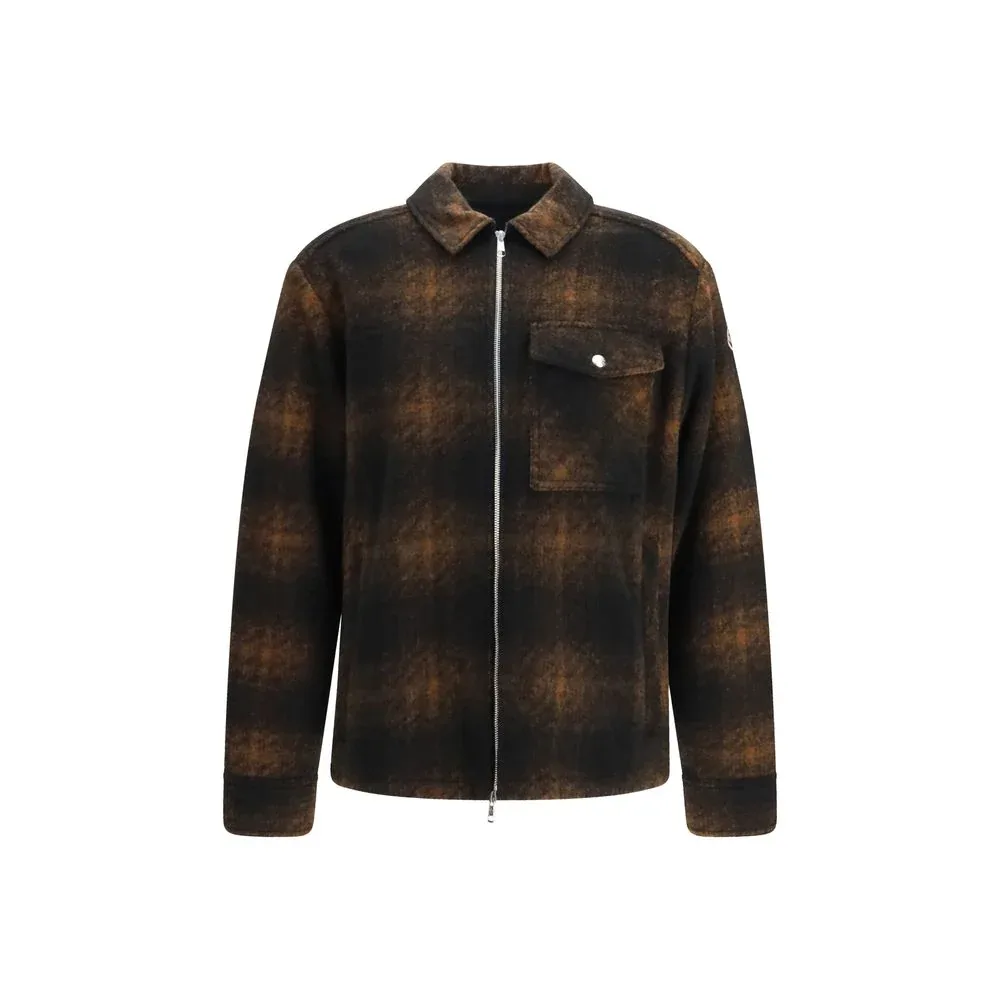 Check-Embroidered Flannel Jacket by Moncler