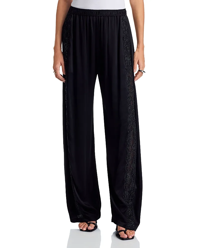 Lingerie Lace Embellished Wide Leg Pants by Alexanderwang