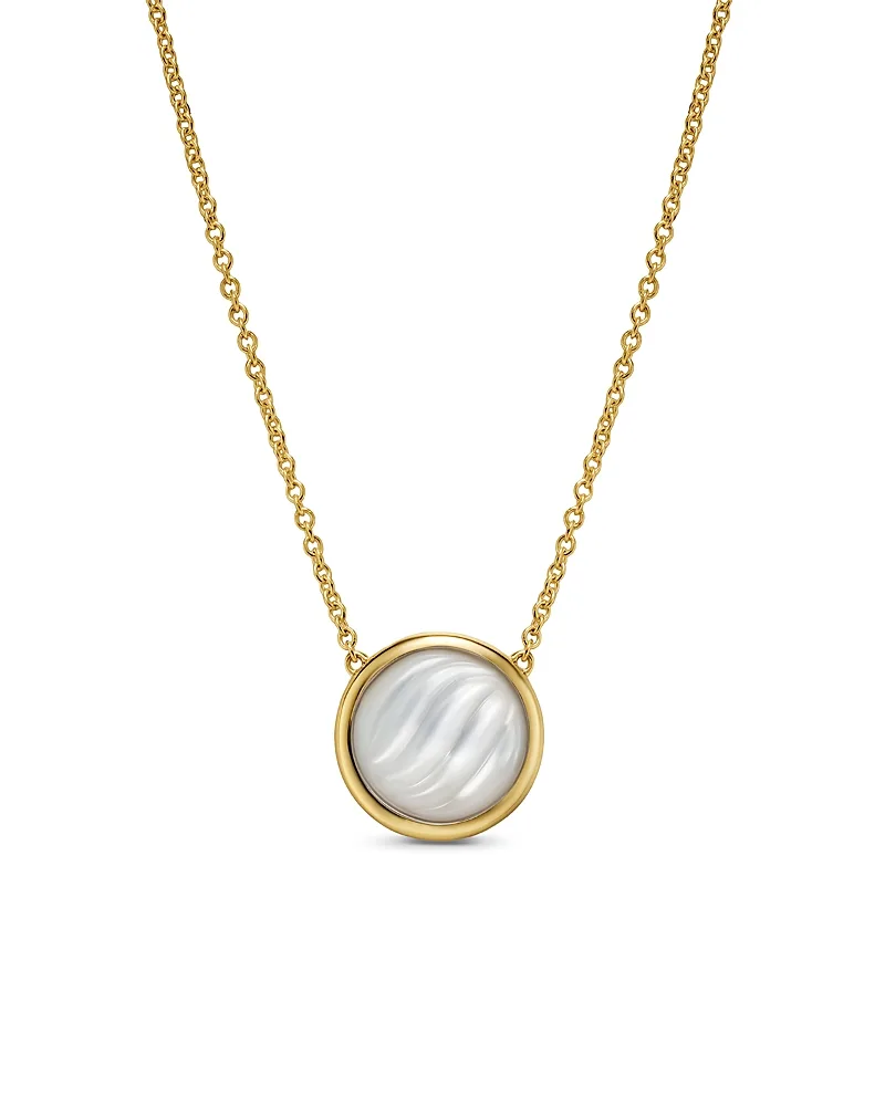 Sculpted Cable Pendant Necklace in 18K Yellow Gold with Mother of Pearl, 11.3mm by David Yurman