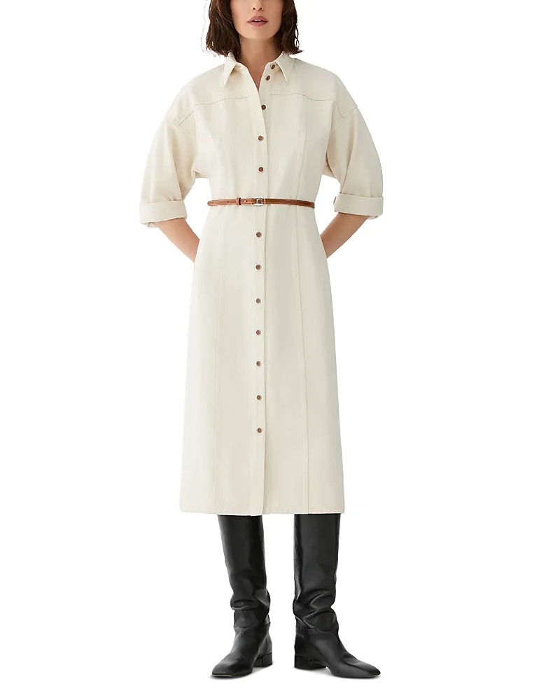 Belted Midi Cotton Shirt Dress by Lafayette 148 New York