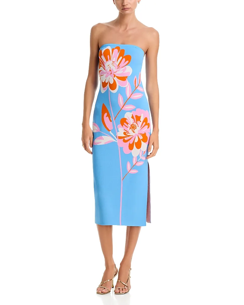 Seraphina Strapless Floral Midi Dress by Milly