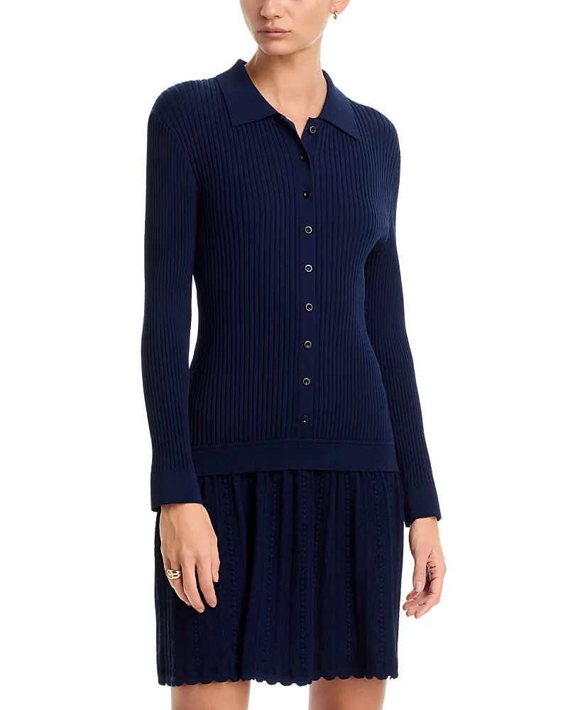 Ines Rib Knit Button Down Mini Dress by Milly