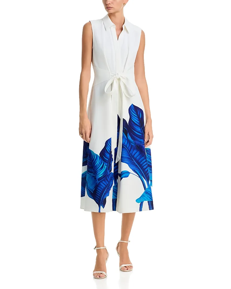 Banks Printed Tie Waist Midi Dress