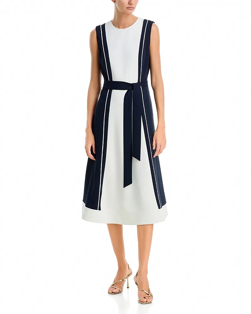 Presley Colorblock Belted Midi Dress by Milly