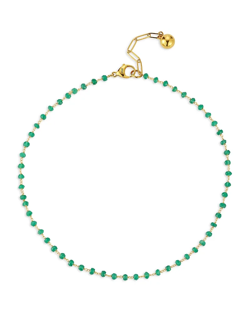Natural Green Onyx Wire Wrapped Collar Necklace, 16.75-18.75 by Lulu Frost