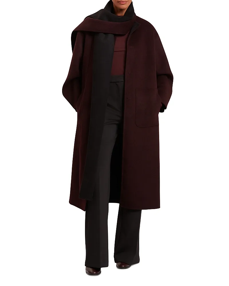 Rambua Reversible Wool Coat with Removable Scarf by Ted Baker