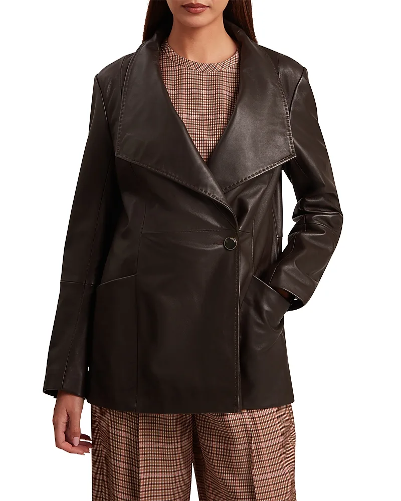 Attie Leather Wrap Jacket by Ted Baker