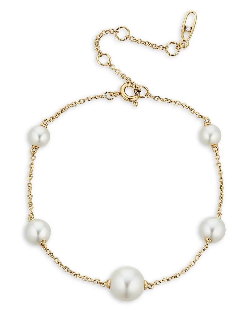 Dot Dot Dot Graduated Imitation Pearl Chain Bracelet in 18K Gold Plated by Nadri