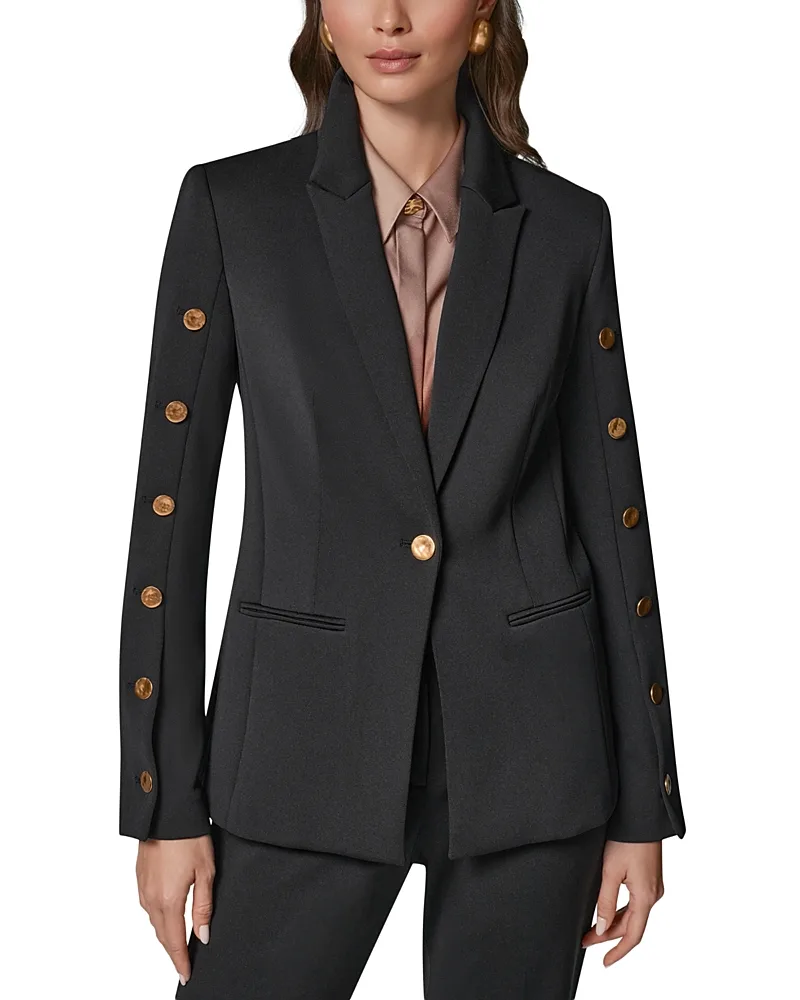 Button Sleeve Single Button Blazer by Donna Karan New York