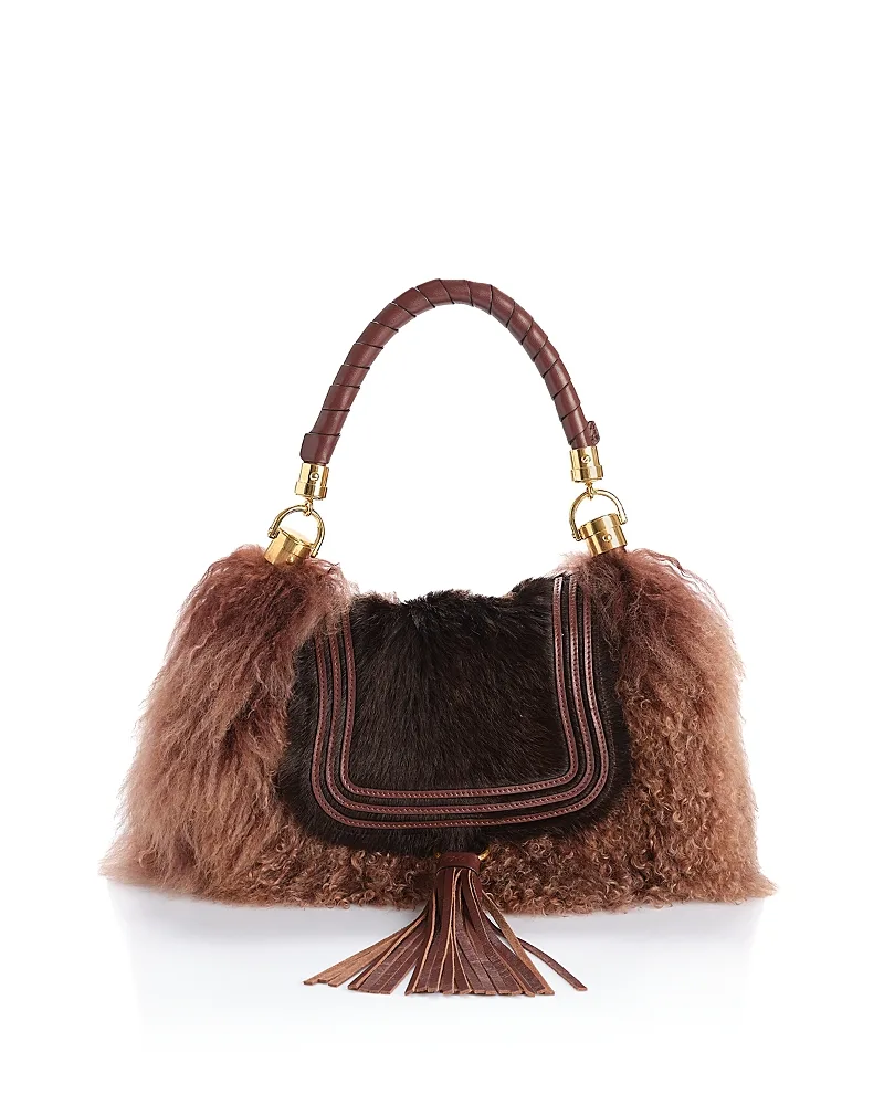 Marcie Small Shearling & Calf Hair Shoulder Bag by Chloé
