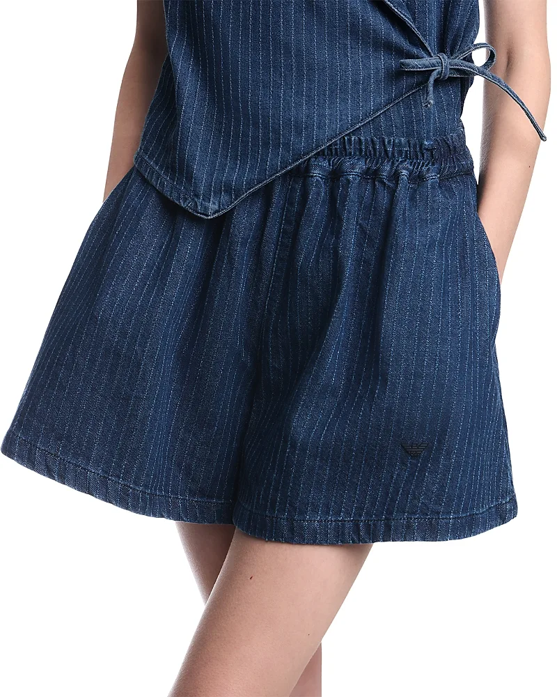 Emporio Armani Cotton Pinstriped Denim Shorts by Armani