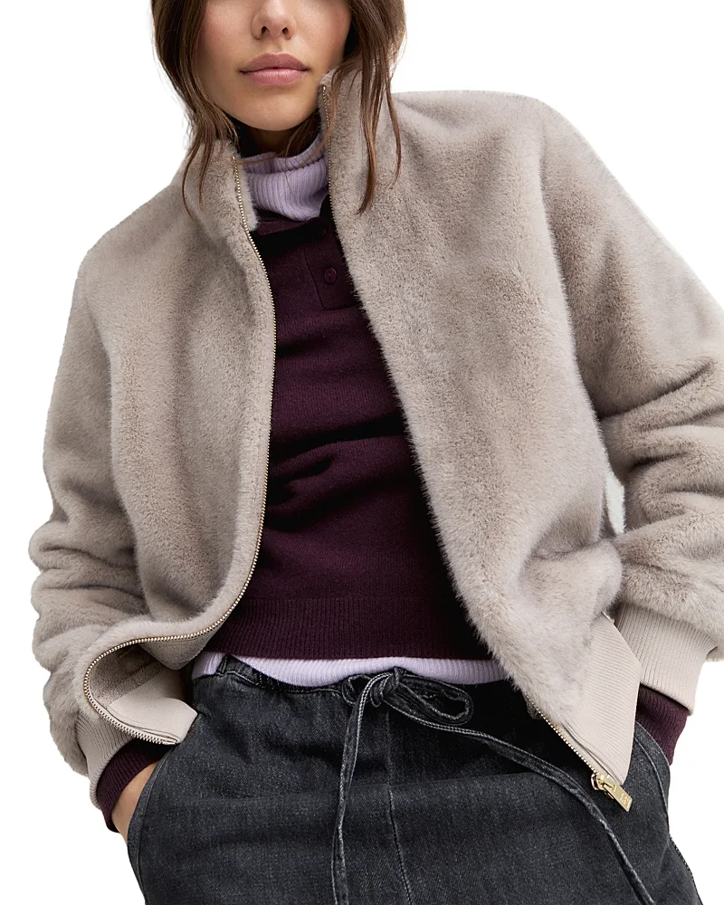 Faux Fur Bomber Jacket by Emme