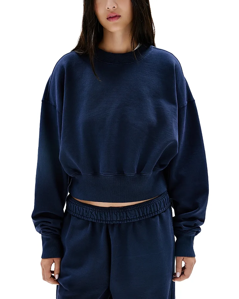 Cropped Crewneck Cotton Sweatshirt by SLVRLAKE