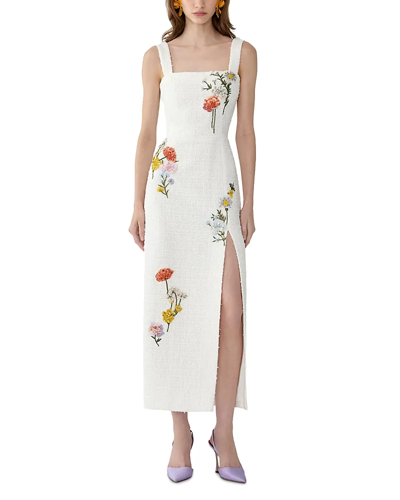 Floral Embroidered Sleeveless Dress by Carolina Herrera