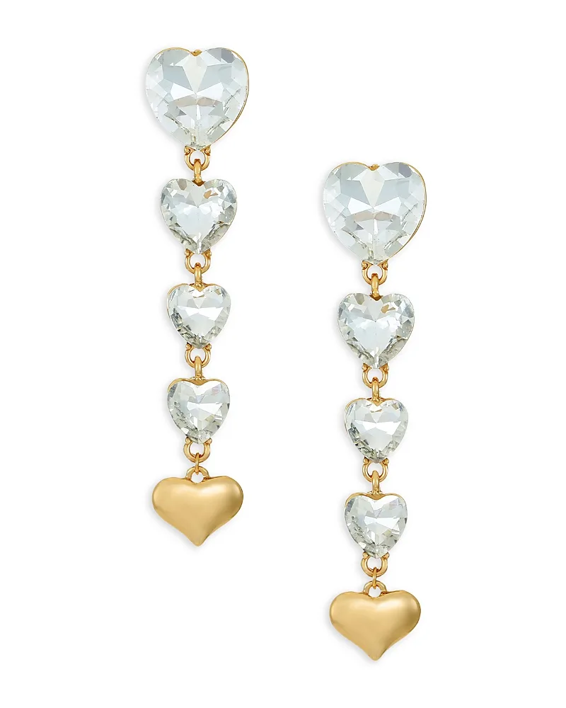 Crystal Falling Heart Drop Earrings by Ettika
