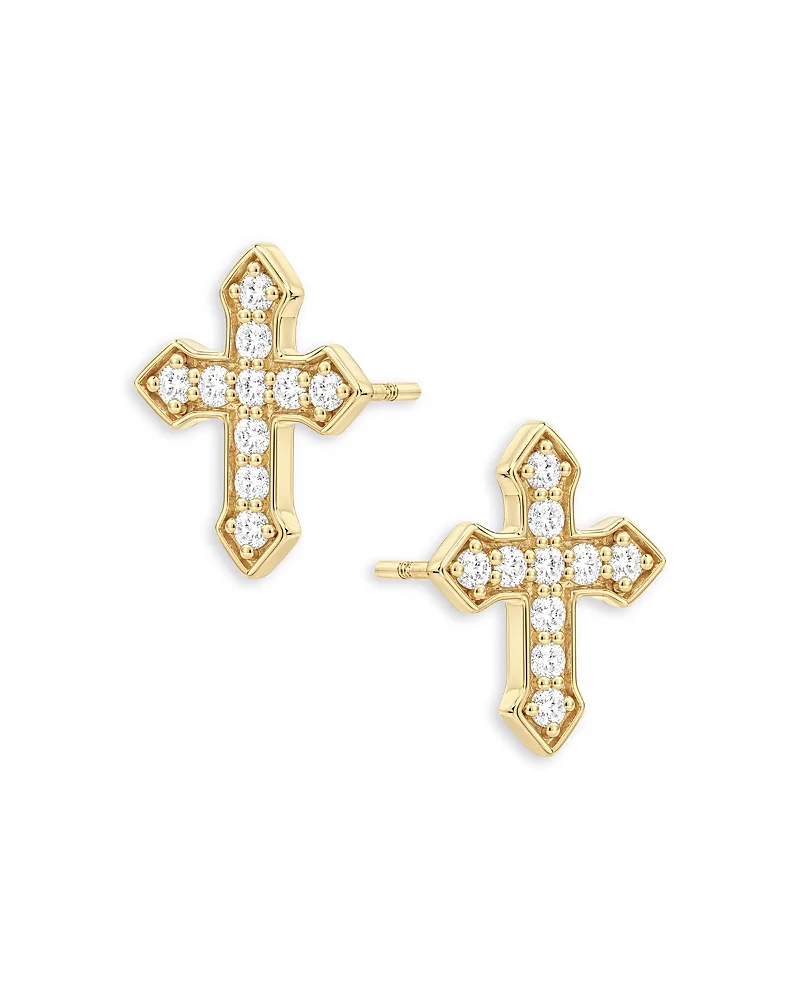 Diamond Cross Stud Earrings in 14K Yellow Gold, 0.25 Tcw by Bloomingdales Fine Collection