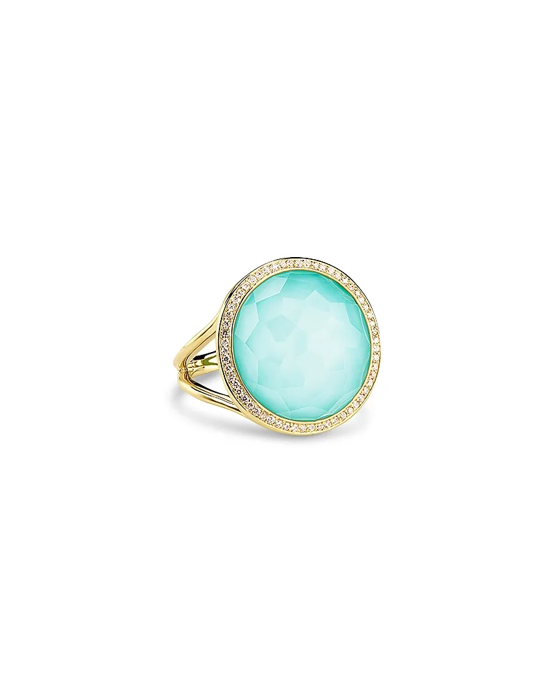 18K Yellow Gold Lollipop Turquoise Doublet & Diamond Ring by Ippolita