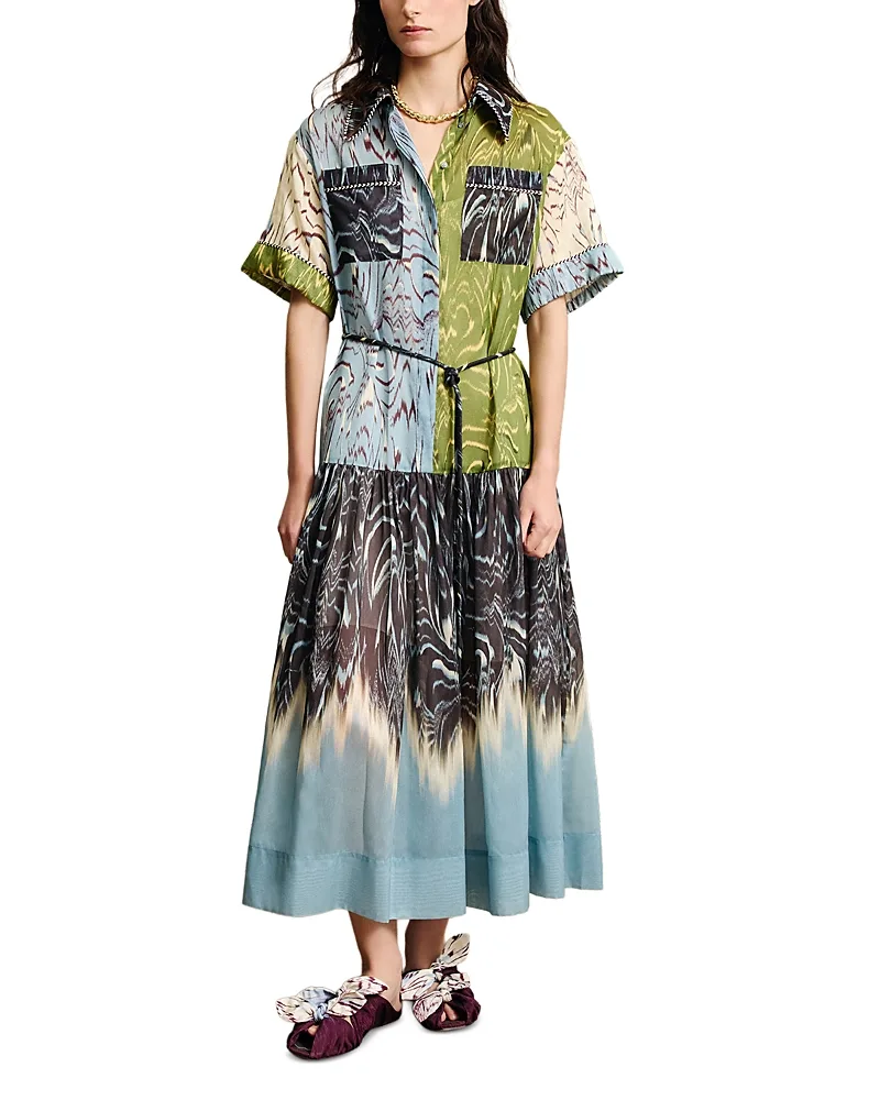 Alba Printed Cotton & Silk Drop Waist Shirtdress by Alemais