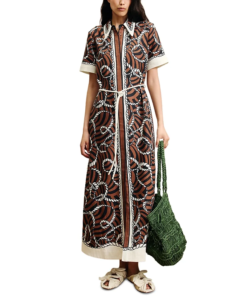 Sail Linen Tie Waist Shirt Dress by Alemais