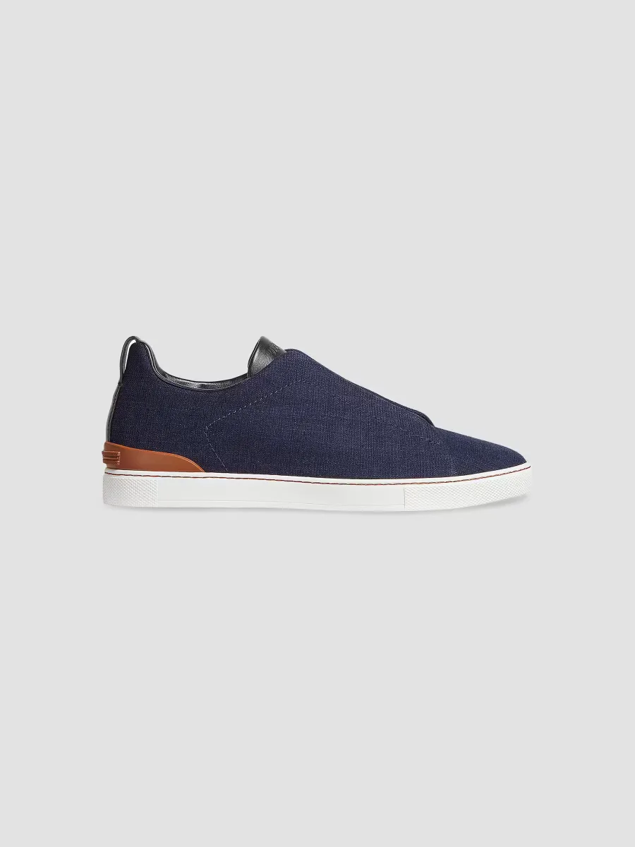 Cotton Denim Triple Stitch Sneakers by ZEGNA
