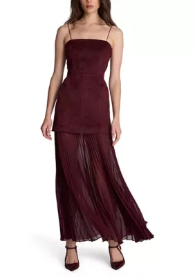 Faux Suede Chiffon Combo Dress by Kenneth Cole
