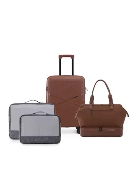 Sabrina 22 Cabin-Size Expandable Spinner Upright, Carry-On Drop Bottom Weekender Tote and 2 Packing Cubes by Solite
