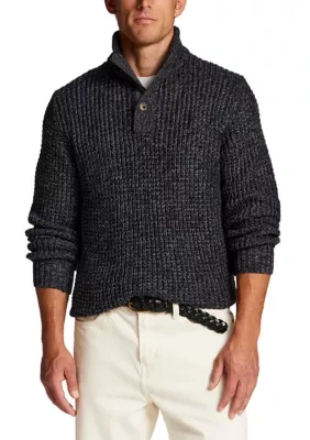 Textured 1/4 Button Mock Neck Sweater by Weatherproof Vintage