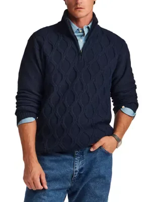 Trellis Textured Fuzzy 1/4 Zip Pullover by Weatherproof Vintage