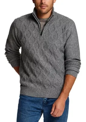 Trellis Textured Fuzzy 1/4 Zip Pullover - Steel by Weatherproof Vintage