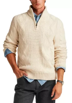 Chunky Cable Knit 1/4 Zip Pullover by Weatherproof Vintage