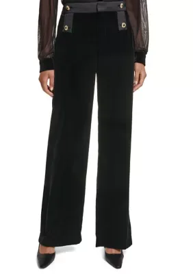 KARL Lagerfeld PARIS Stud Trim Velvet Pants by Karl Lagerfeld