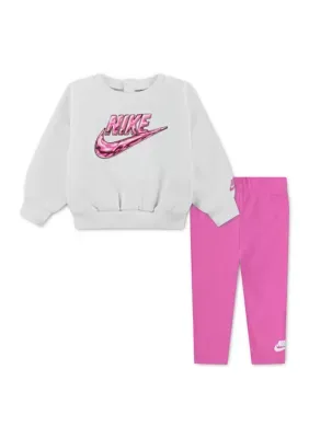 Long Sleeve Logo Pullover and Fleece Leggings Set by Nike