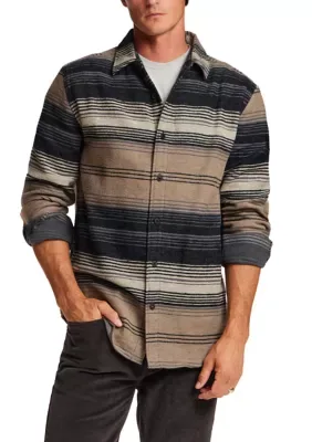 Horizontal Stripe Brushed Twill Overshirt by Weatherproof Vintage