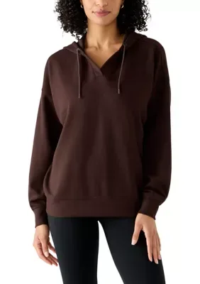 Scuba Rib V-Neck Pullover Hoodie by Yogalicious