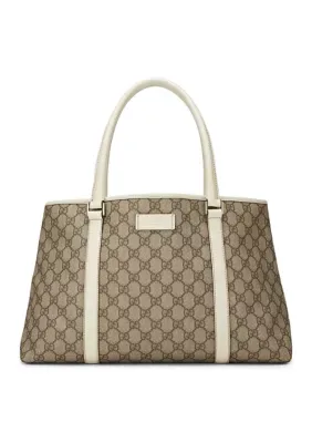 Gucci White Original GG Supreme Canvas Tote Large by What Goes Around Comes Around
