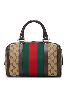 Gucci Small GG Canvas Web Joy Boston Satchel by What Goes Around Comes Around