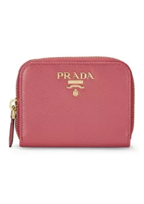 Prada Pink Vitello Move Zip Around Coin Purse by What Goes Around Comes Around