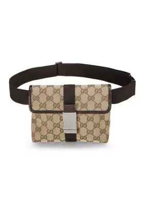 Gucci GG Monogram Buckle Belt Bag Dark Brown by What Goes Around Comes Around