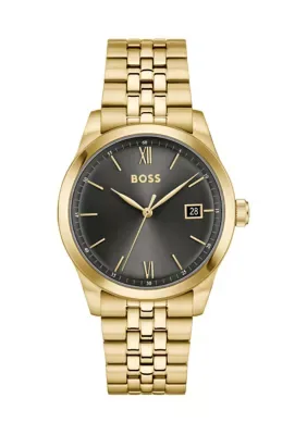 Langford Gold Bracelet Watch with Grey Dial by Hugo Boss