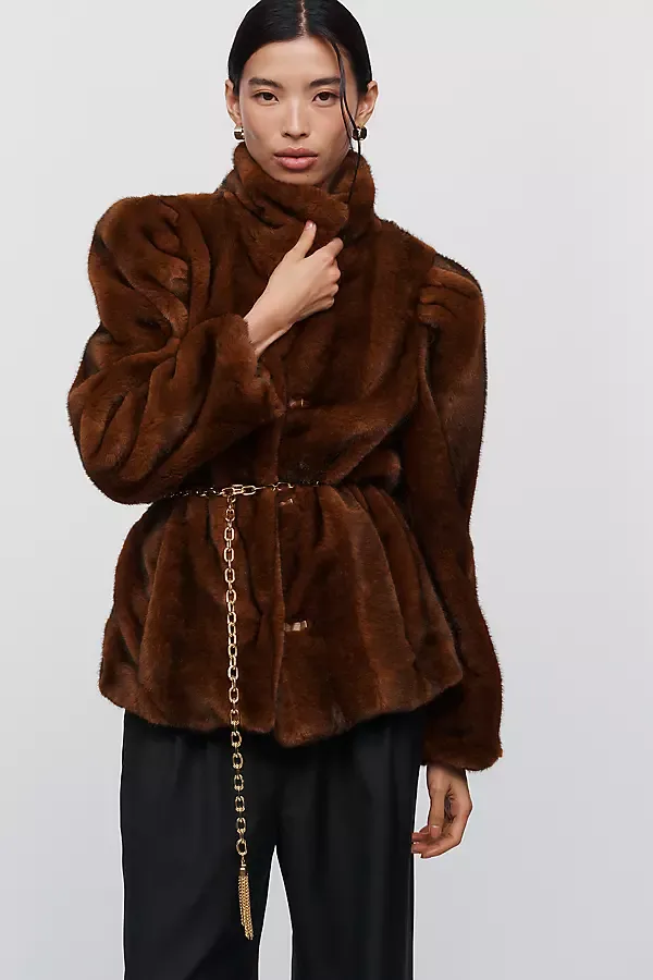 Puff Sleeve Faux Fur Jacket by Avec Les Filles