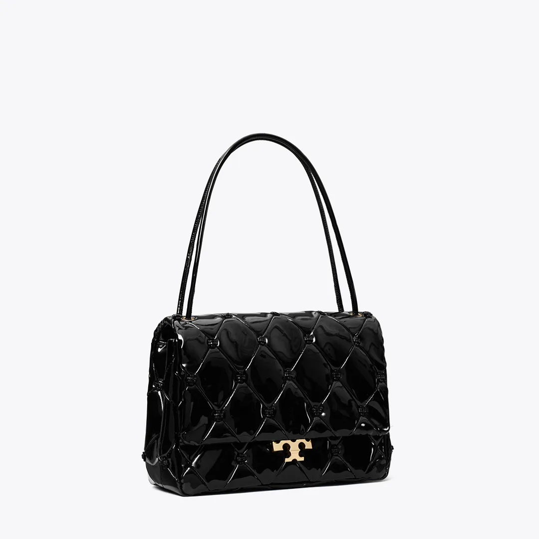 Bunny Knot Runway Patent Leather Shoulder Bag by Tory Burch