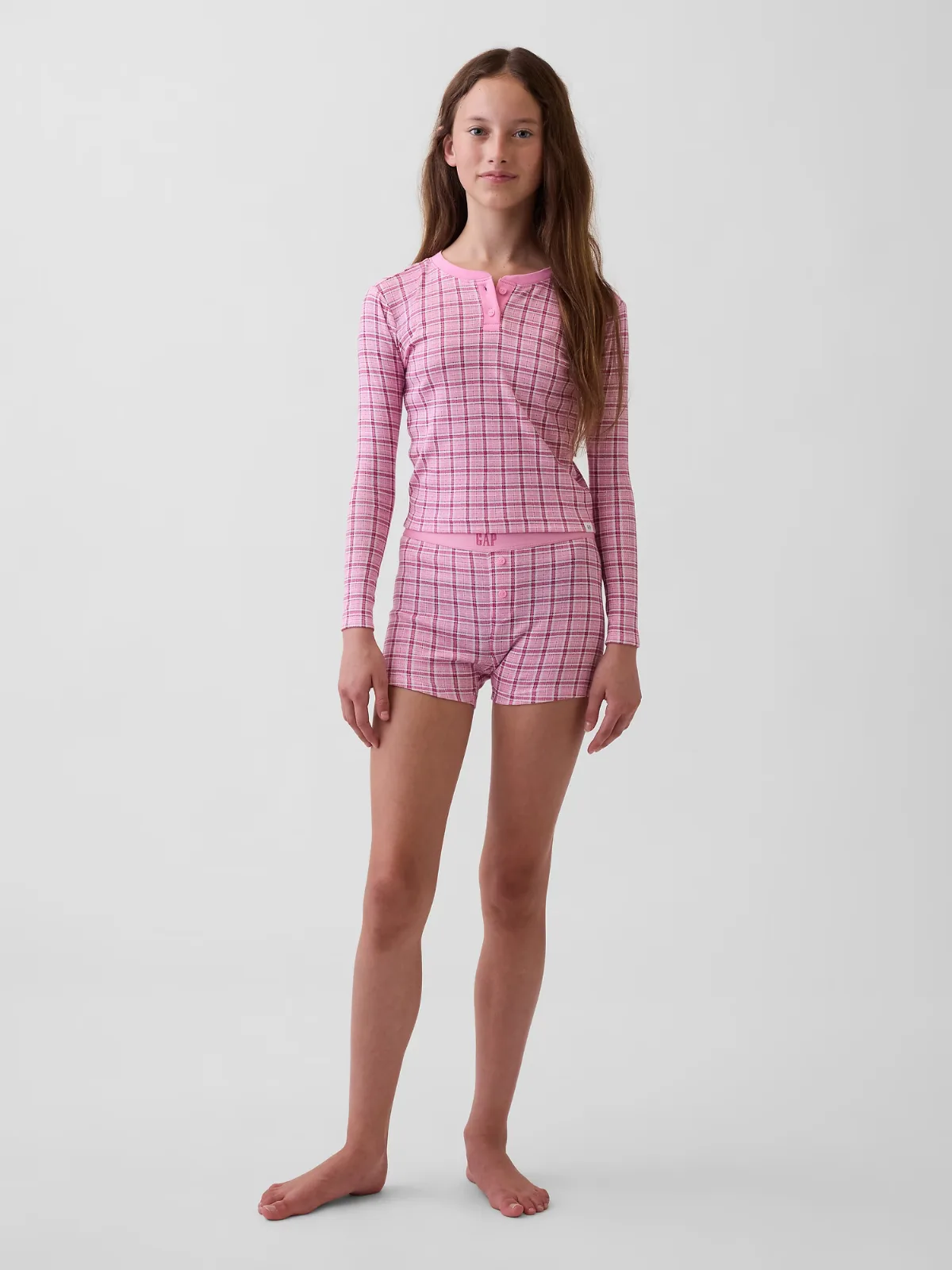 Organic Brushed Cotton Henley PJ Short Set by Gap