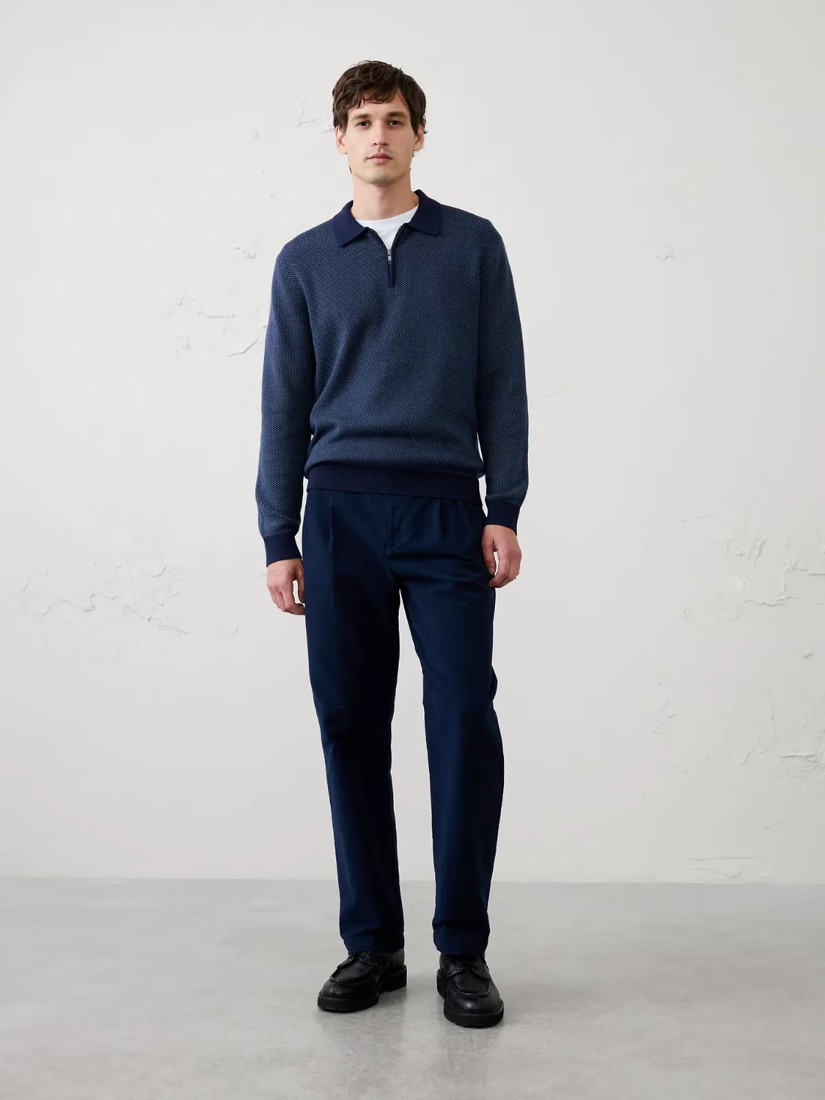 Birdseye Zipper Sweater Polo by Banana Republic