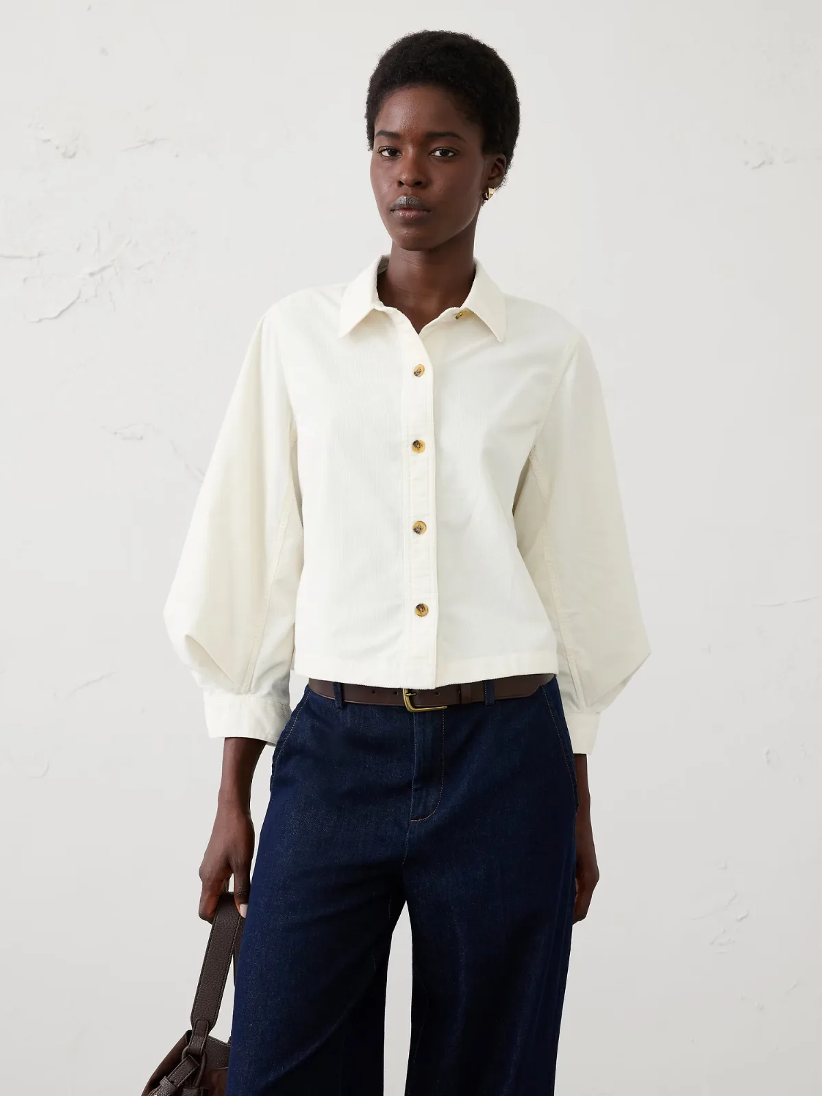 Corduroy Blouson-Sleeve Shirt by Banana Republic