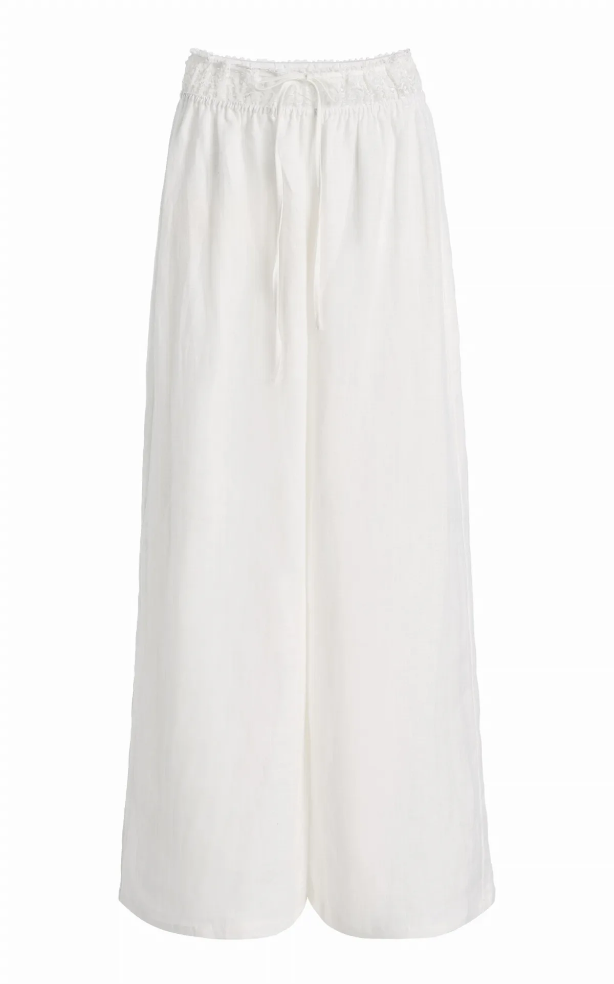 Elio Crochet-Detailed Linen Wide-Leg Pants by Elce
