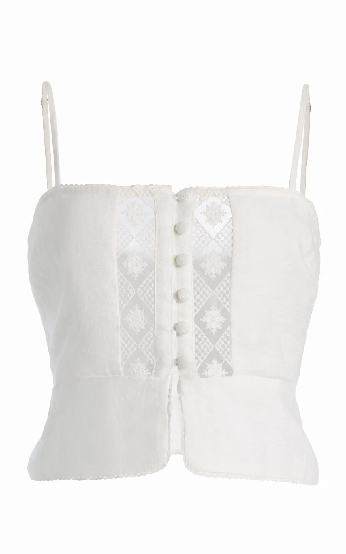 Elio Crochet-Detailed Linen Crop Top by Elce