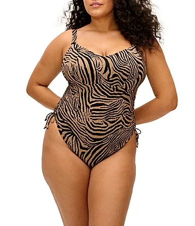 Tortoli Bay Animal Print Non Wire V-Neck Tank One Piece Swimsuit by Elomi