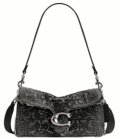 Tabby 26 Regenerative Cotton Denim Loved Crystal Signature Shoulder Bag by Coach