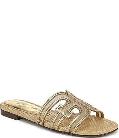 Bay Metallic Mesh Double E Logo Slide Sandals by Sam Edelman